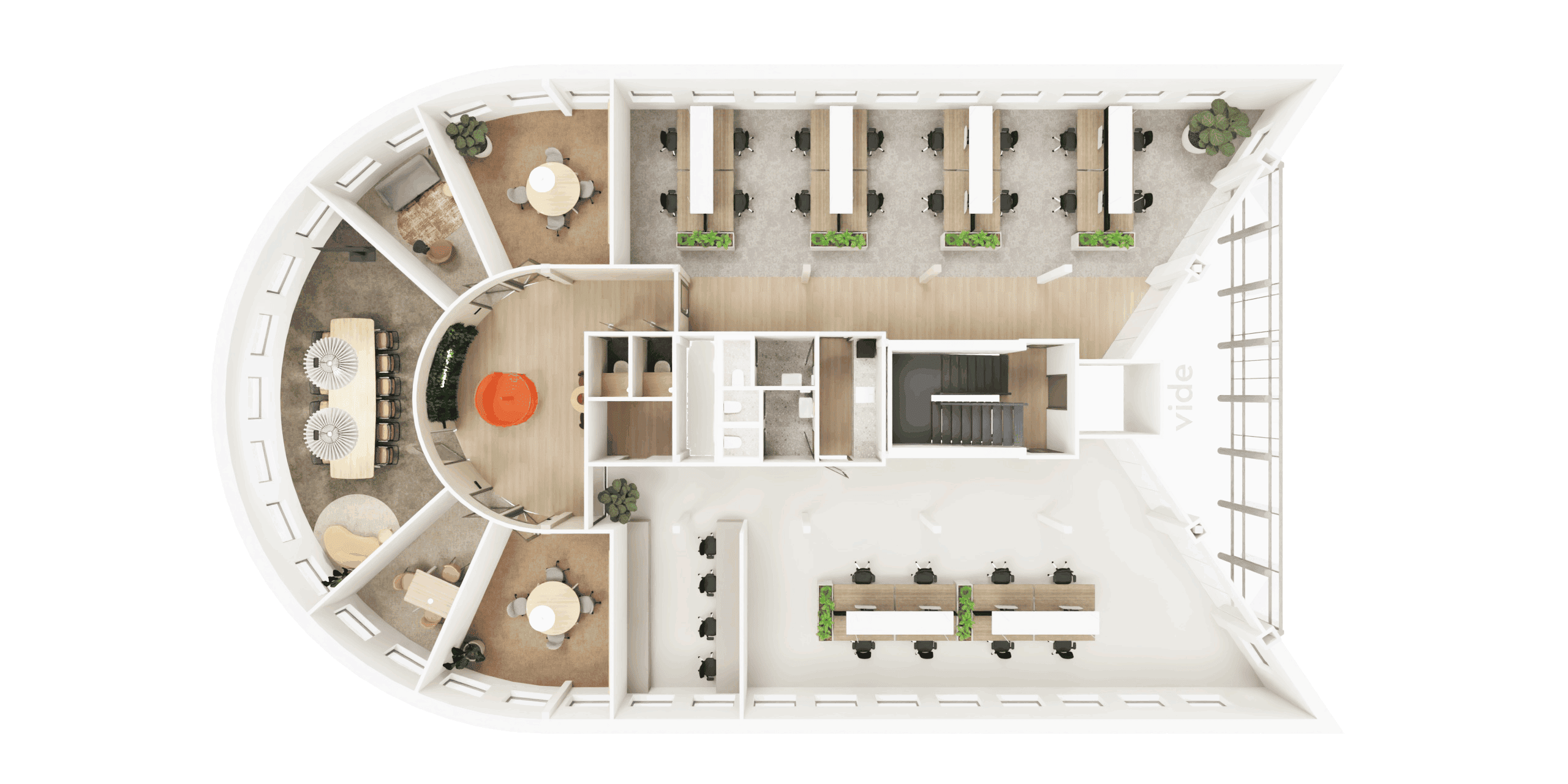 1e etage ontwerp vergader hubs