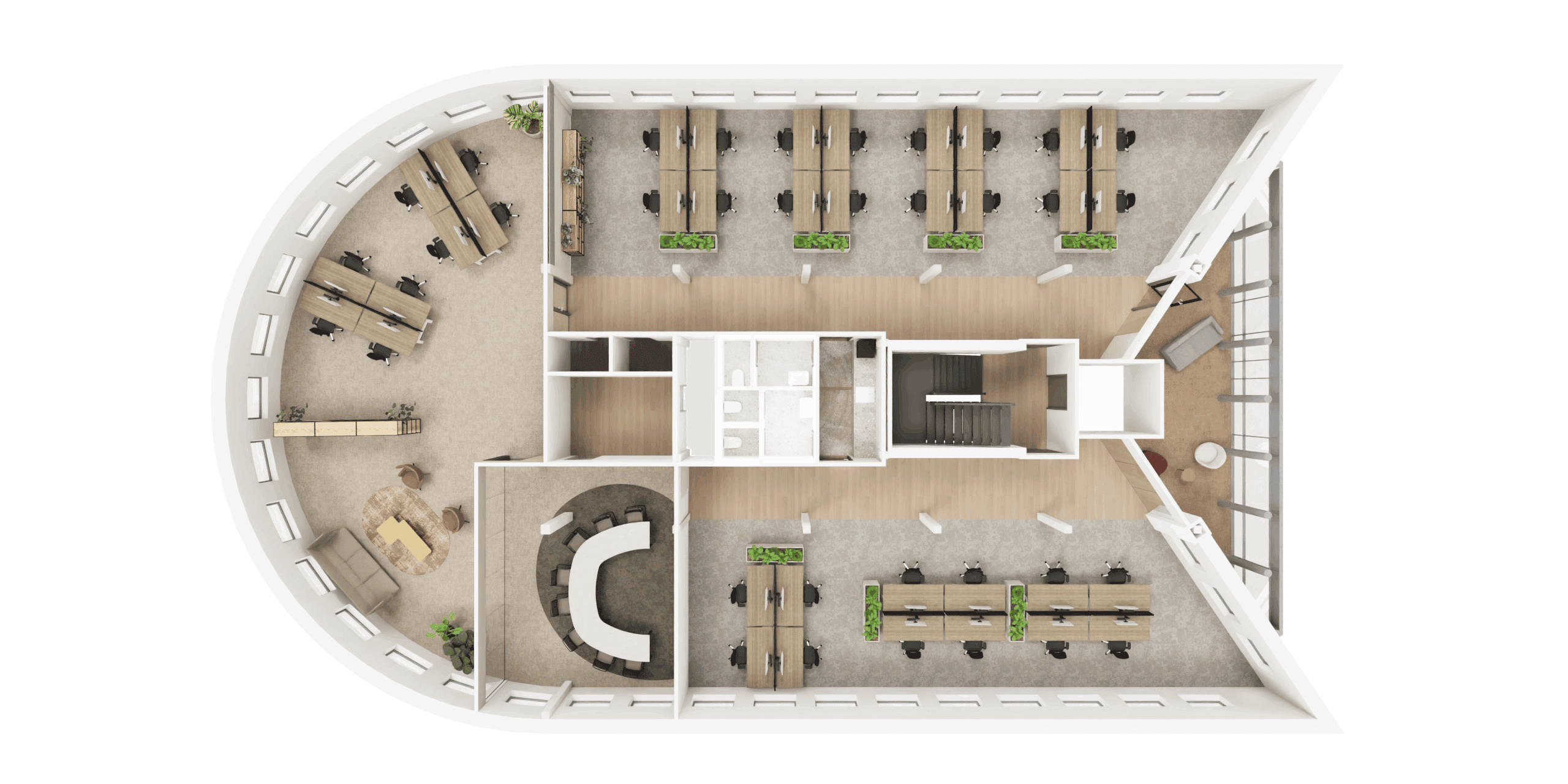 3e etage ontwerp kantoorwerkplekken